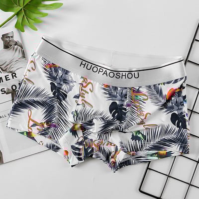 [Bloom the love] Επωνυμία Boxer Ανδρικά Εσώρουχα Ice Silk Print Ανδρικά Μπόξερ Παντελόνια Cuecas Masculina Ανδρικό σώβρακο Μπόξερσορτ M-3XL