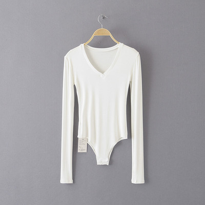 BRADELY MICHELLE 2019 Φθινόπωρο σέξι γυναικείες λεπτές μπλούζες με μακρυμάνικο λαιμόκοψη βαμβακερά πλεκτά κορμάκια με κρυφά κουμπιά Jumpsuis