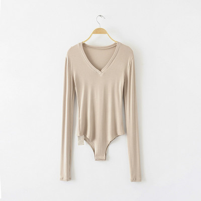 BRADELY MICHELLE 2019 Φθινόπωρο σέξι γυναικείες λεπτές μπλούζες με μακρυμάνικο λαιμόκοψη βαμβακερά πλεκτά κορμάκια με κρυφά κουμπιά Jumpsuis