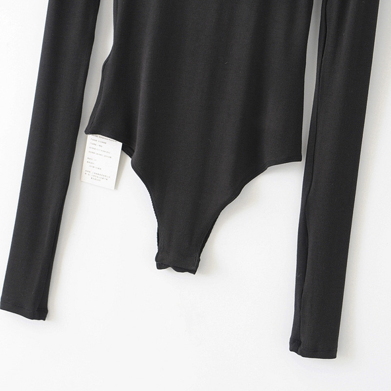 BRADELY MICHELLE 2019 Φθινόπωρο σέξι γυναικείες λεπτές μπλούζες με μακρυμάνικο λαιμόκοψη βαμβακερά πλεκτά κορμάκια με κρυφά κουμπιά Jumpsuis