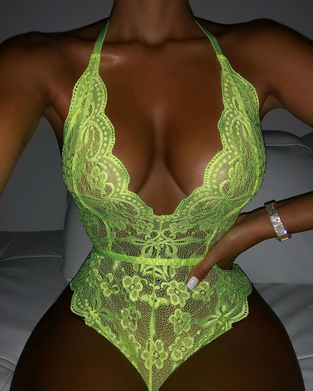 Yimunancy Floral Δαντέλα Φορμάκι Γυναικείο 9 Χρώματα Halter Εξώπλατο Γυναικείο κορμάκι Sexy Teddies Bodysuit Body Femme
