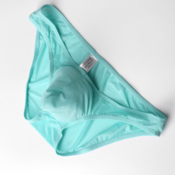 Cool Ice Silk Бельо с ниска талия Мъжки секси плътни Smoth Seemless Briefs Soft Bugle Pouch Panties Удобни дишащи бикини