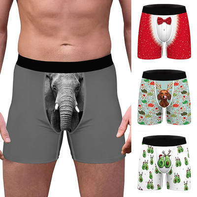 Jõuluprint meeste aluspesu Boxer Homme Naljakas 3D Print Bokserpüksid Meeste Bokserid Meeste Aluspüksid Suures suuruses püksid