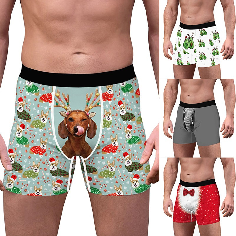 Božićni ispis Muško donje rublje Boxer Homme Smiješne 3D ispis Bokserice Muške boksačice Muške gaće Gaćice Plus Size
