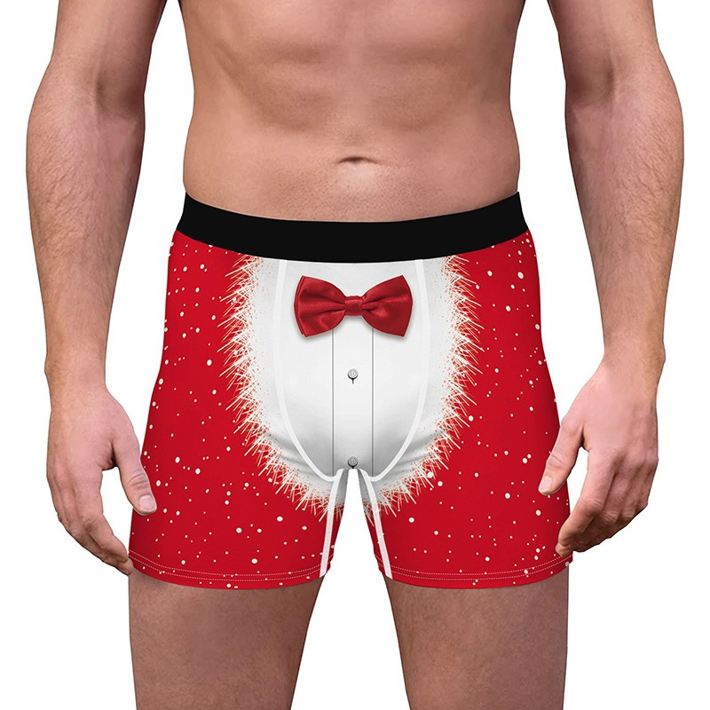 Badu.bg Коледен принт Мъжко бельо Boxer Homme Забавен 3D принт Боксерки ...