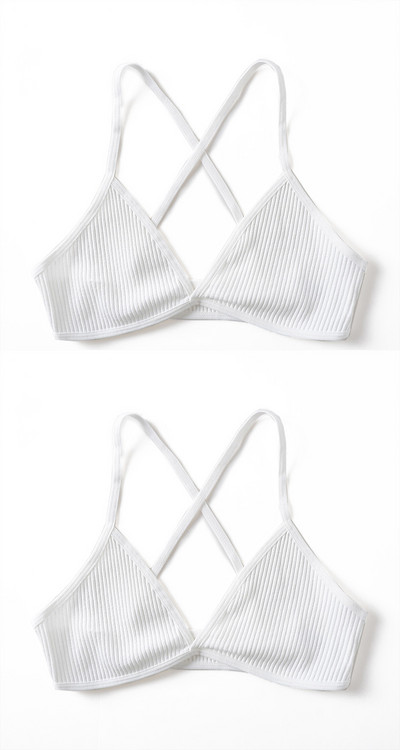 2 KOMADA Udobni pamučni grudnjak za žene Francuski stil Bralette Deep V trokutaste košarice Bralet donje rublje Bežično donje rublje Push up grudnjaci