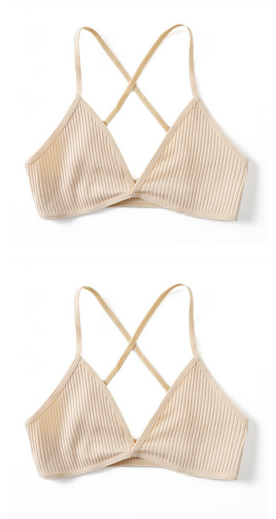 2 KOMADA Udobni pamučni grudnjak za žene Francuski stil Bralette Deep V trokutaste košarice Bralet donje rublje Bežično donje rublje Push up grudnjaci