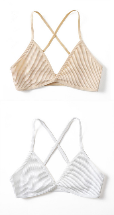 2 KOMADA Udobni pamučni grudnjak za žene Francuski stil Bralette Deep V trokutaste košarice Bralet donje rublje Bežično donje rublje Push up grudnjaci