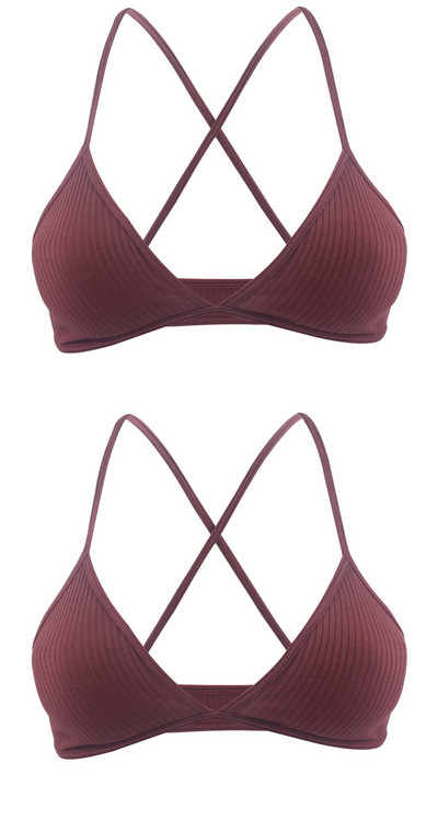 2 KOMADA Udobni pamučni grudnjak za žene Francuski stil Bralette Deep V trokutaste košarice Bralet donje rublje Bežično donje rublje Push up grudnjaci