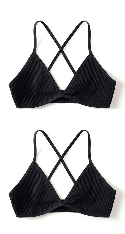2 KOMADA Udobni pamučni grudnjak za žene Francuski stil Bralette Deep V trokutaste košarice Bralet donje rublje Bežično donje rublje Push up grudnjaci