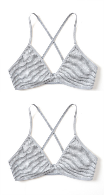 2 KOMADA Udobni pamučni grudnjak za žene Francuski stil Bralette Deep V trokutaste košarice Bralet donje rublje Bežično donje rublje Push up grudnjaci