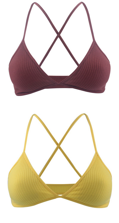 2 KOMADA Udobni pamučni grudnjak za žene Francuski stil Bralette Deep V trokutaste košarice Bralet donje rublje Bežično donje rublje Push up grudnjaci