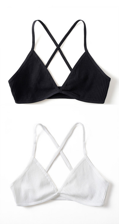2 KOMADA Udobni pamučni grudnjak za žene Francuski stil Bralette Deep V trokutaste košarice Bralet donje rublje Bežično donje rublje Push up grudnjaci