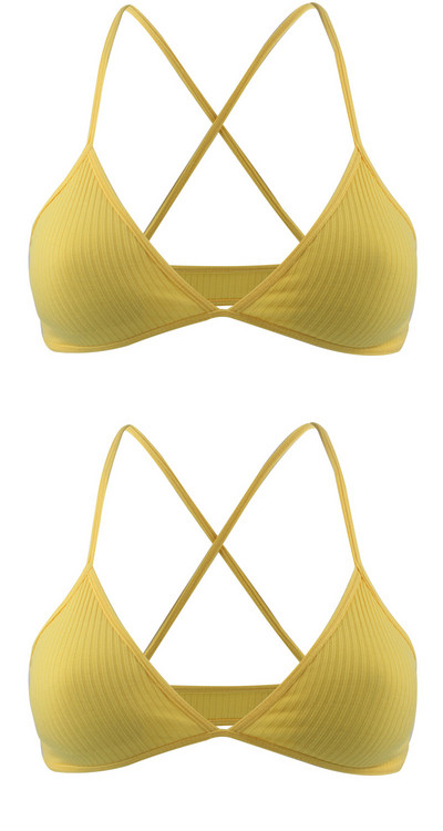 2 KOMADA Udobni pamučni grudnjak za žene Francuski stil Bralette Deep V trokutaste košarice Bralet donje rublje Bežično donje rublje Push up grudnjaci