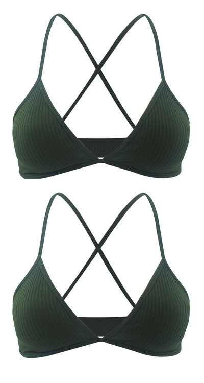 2 KOMADA Udobni pamučni grudnjak za žene Francuski stil Bralette Deep V trokutaste košarice Bralet donje rublje Bežično donje rublje Push up grudnjaci