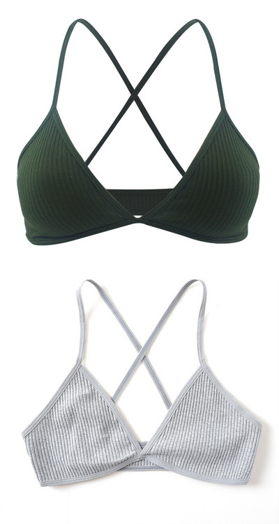2 KOMADA Udobni pamučni grudnjak za žene Francuski stil Bralette Deep V trokutaste košarice Bralet donje rublje Bežično donje rublje Push up grudnjaci