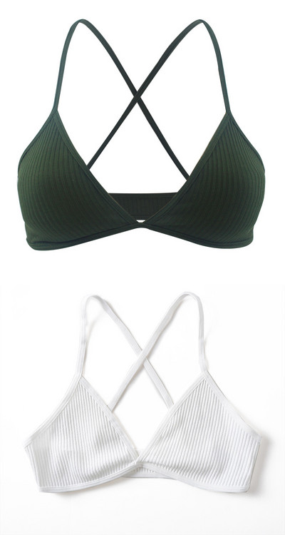 2 KOMADA Udobni pamučni grudnjak za žene Francuski stil Bralette Deep V trokutaste košarice Bralet donje rublje Bežično donje rublje Push up grudnjaci