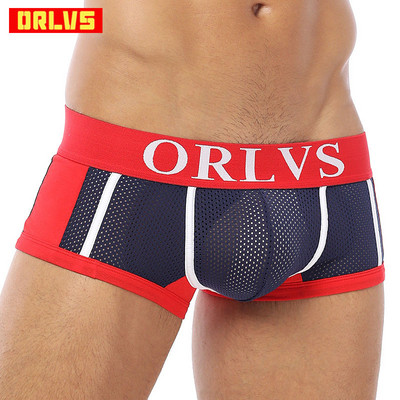 New ORLVS Brand Sexy Men Underwear Boxers Cuecas playful Solid Underwear calzoncillos hombre slips Male Shorts Sports