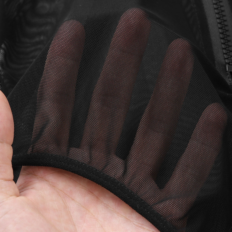 Body sexy dintr-o singură bucată pentru femei, cu plasă transparentă, cu decolteu în U adânc, fără mâneci, cu fermoar în față, cu tăietură înaltă, babydoll de pluș