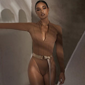 Jesen Zima 2020. Ženski kombinezoni Seksi klub Ženski bodi s patentnim zatvaračem Streetwaer Jednobojni ženski kombinezon dugih rukava uz tijelo