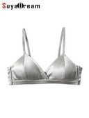 SuyaDream Γυναικεία Σουτιέν Δωρεάν Μεταξωτό Σουτιέν Φόδρα από φυσικό μετάξι 3/4 φλιτζάνια Σουτιέν καθημερινής χρήσης 2022 Εσώρουχα Ασημί Intimates