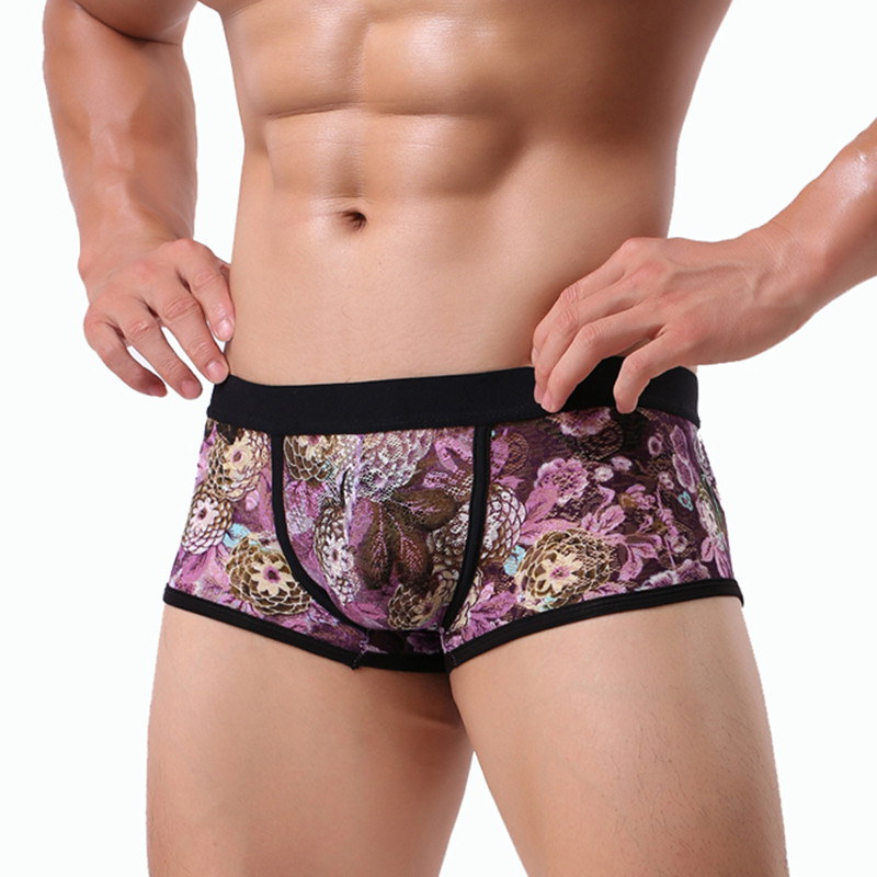 Ανδρικά μποξερικά σέξι εσώρουχα Ανδρικά δαντέλα αναπνεύσιμα μπόξερ σορτς Σώβρακα Ανδρικά μπόξερ Hombre μπόξερ σορτς Ανδρικά εσώρουχα