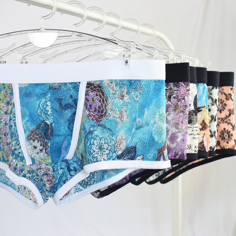 Ανδρικά μποξερικά σέξι εσώρουχα Ανδρικά δαντέλα αναπνεύσιμα μπόξερ σορτς Σώβρακα Ανδρικά μπόξερ Hombre μπόξερ σορτς Ανδρικά εσώρουχα