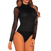 Office Lady Black Body, pikkade varrukatega bodycon ruuduline naise kehaga topp Elegantne vabaaja Romper Naiste XL kilpkonnakaelus R80752