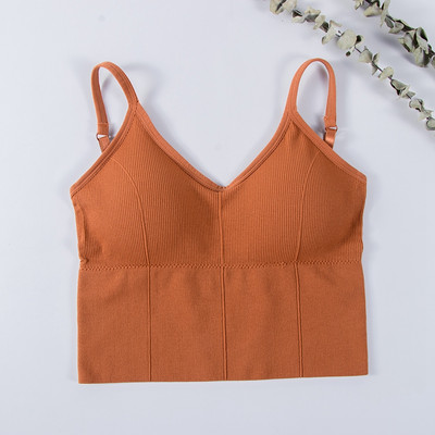 Γυναικεία Tank Crop Top Χωρίς ραφή Εσώρουχα Crop Top Γυναικεία U κοντά κοντές μπλούζες Γυναικεία σέξι εσώρουχα αμάνικα με επένδυση καμιζόλα