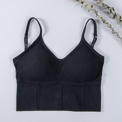 Γυναικεία Tank Crop Top Χωρίς ραφή Εσώρουχα Crop Top Γυναικεία U κοντά κοντές μπλούζες Γυναικεία σέξι εσώρουχα αμάνικα με επένδυση καμιζόλα