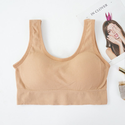 Γυναικεία Tank Crop Top Χωρίς ραφή Εσώρουχα Crop Top Γυναικεία U κοντά κοντές μπλούζες Γυναικεία σέξι εσώρουχα αμάνικα με επένδυση καμιζόλα