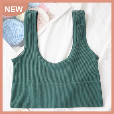 Γυναικεία Tank Crop Top Χωρίς ραφή Εσώρουχα Crop Top Γυναικεία U κοντά κοντές μπλούζες Γυναικεία σέξι εσώρουχα αμάνικα με επένδυση καμιζόλα