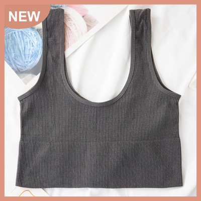 Γυναικεία Tank Crop Top Χωρίς ραφή Εσώρουχα Crop Top Γυναικεία U κοντά κοντές μπλούζες Γυναικεία σέξι εσώρουχα αμάνικα με επένδυση καμιζόλα