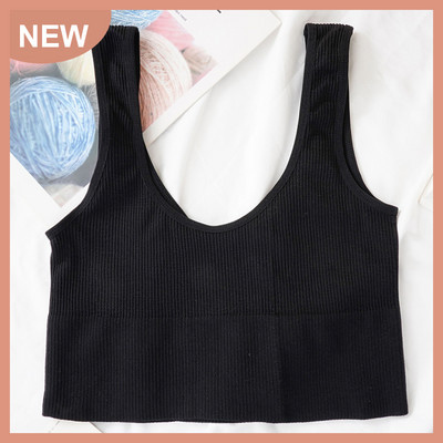 Γυναικεία Tank Crop Top Χωρίς ραφή Εσώρουχα Crop Top Γυναικεία U κοντά κοντές μπλούζες Γυναικεία σέξι εσώρουχα αμάνικα με επένδυση καμιζόλα