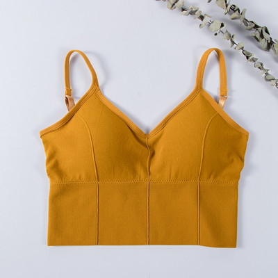 Γυναικεία Tank Crop Top Χωρίς ραφή Εσώρουχα Crop Top Γυναικεία U κοντά κοντές μπλούζες Γυναικεία σέξι εσώρουχα αμάνικα με επένδυση καμιζόλα