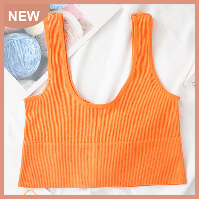 Γυναικεία Tank Crop Top Χωρίς ραφή Εσώρουχα Crop Top Γυναικεία U κοντά κοντές μπλούζες Γυναικεία σέξι εσώρουχα αμάνικα με επένδυση καμιζόλα