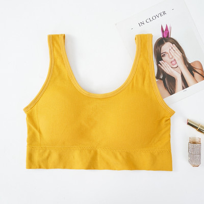 Γυναικεία Tank Crop Top Χωρίς ραφή Εσώρουχα Crop Top Γυναικεία U κοντά κοντές μπλούζες Γυναικεία σέξι εσώρουχα αμάνικα με επένδυση καμιζόλα
