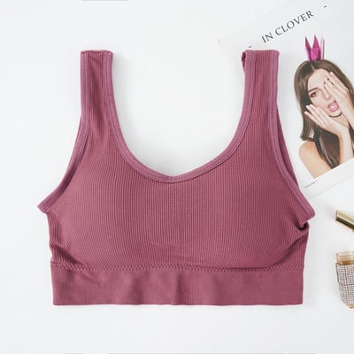 Γυναικεία Tank Crop Top Χωρίς ραφή Εσώρουχα Crop Top Γυναικεία U κοντά κοντές μπλούζες Γυναικεία σέξι εσώρουχα αμάνικα με επένδυση καμιζόλα