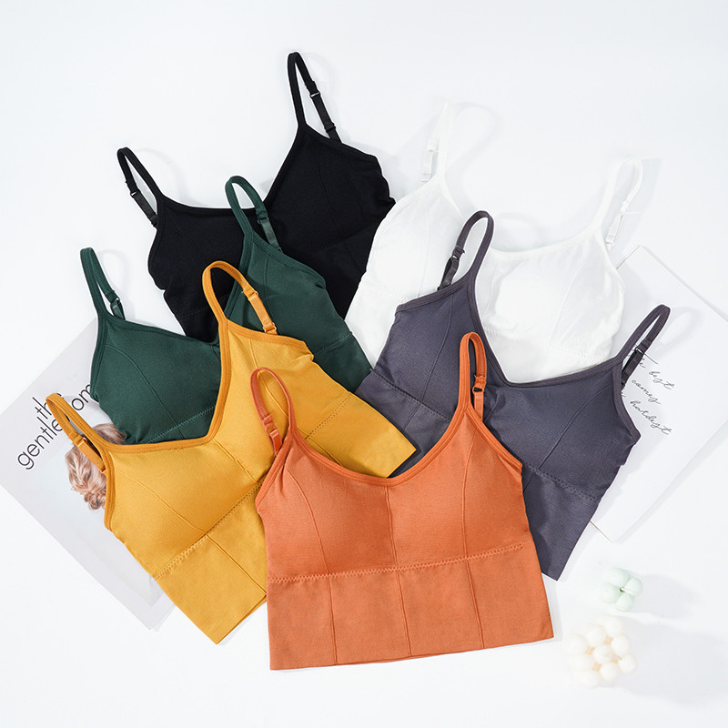 Γυναικεία Tank Crop Top Χωρίς ραφή Εσώρουχα Crop Top Γυναικεία U κοντά κοντές μπλούζες Γυναικεία σέξι εσώρουχα αμάνικα με επένδυση καμιζόλα