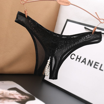 Poblador Секси бельо Crotch Opening Дамски бикини Pearl Lace G-strings Thongs Temptation Дамско бельо Erotic Ladies Tanga