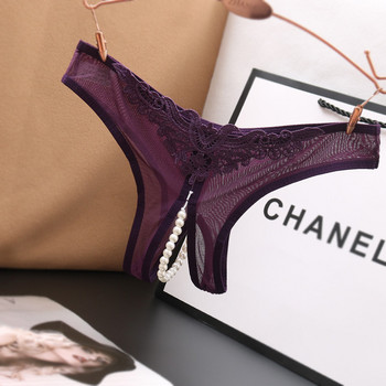 Poblador Секси бельо Crotch Opening Дамски бикини Pearl Lace G-strings Thongs Temptation Дамско бельо Erotic Ladies Tanga