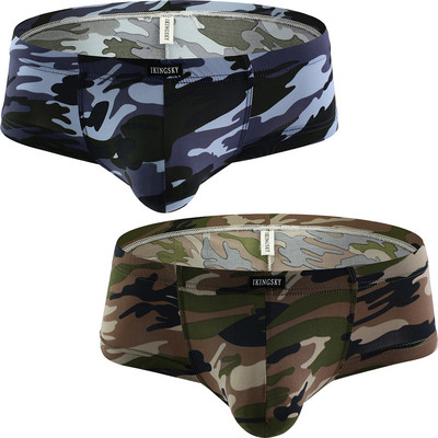 Ανδρικό καμουφλάζ iKingsky Cheeky Boxer Sexy Mini Cheek Εσώρουχο Stretch Brazilian Back Ανδρικά κάτω εσώρουχα
