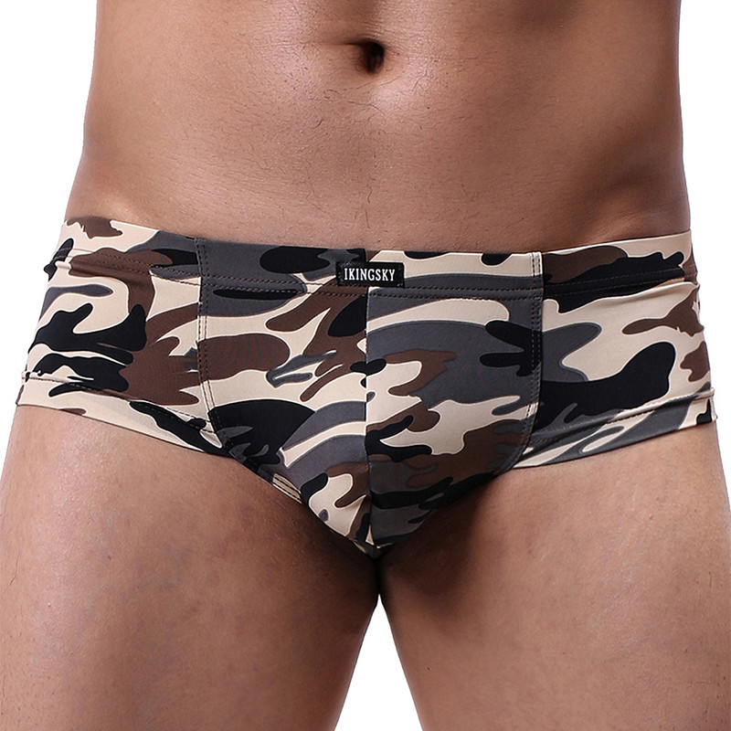 Ανδρικό καμουφλάζ iKingsky Cheeky Boxer Sexy Mini Cheek Εσώρουχο Stretch Brazilian Back Ανδρικά κάτω εσώρουχα