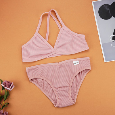 Naiste puuvillased rinnahoidjakomplektid õmblusteta aluspesu seljata vest Y-liini rihm voodrita pesu üliõhuke rinnahoidja ja püksikute komplektid naistele intiimsed