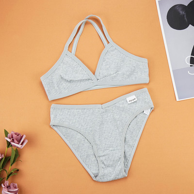 Naiste puuvillased rinnahoidjakomplektid õmblusteta aluspesu seljata vest Y-liini rihm voodrita pesu üliõhuke rinnahoidja ja püksikute komplektid naistele intiimsed