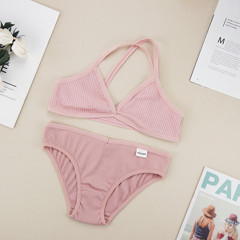 Naiste puuvillased rinnahoidjakomplektid õmblusteta aluspesu seljata vest Y-liini rihm voodrita pesu üliõhuke rinnahoidja ja püksikute komplektid naistele intiimsed