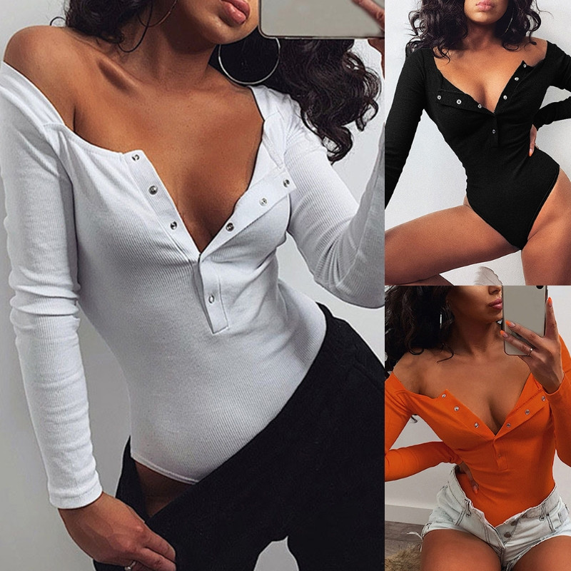 Γυναικείο μακρυμάνικο πλεκτό κορμάκι με μονό στήθος επάνω με κουμπιά Σέξι μονόχρωμο κορμάκι με μονόχρωμο κορμάκι