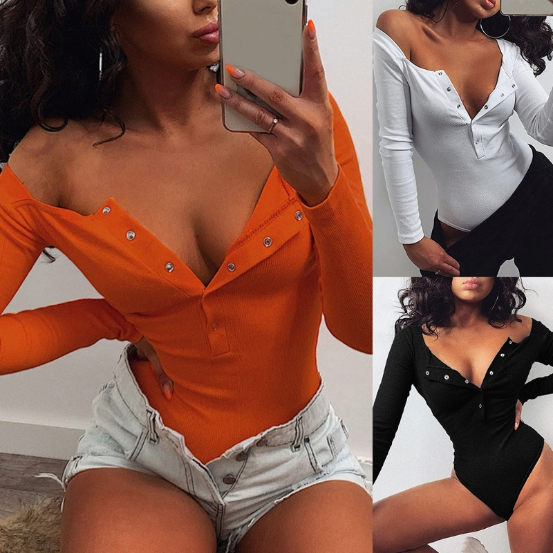 Γυναικείο μακρυμάνικο πλεκτό κορμάκι με μονό στήθος επάνω με κουμπιά Σέξι μονόχρωμο κορμάκι με μονόχρωμο κορμάκι