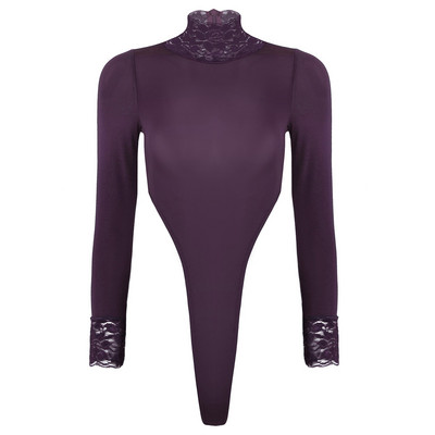 Catsuits Γυναικείο κορδόνι κορδόνι διαφανές μακρυμάνικο ζιβάγκο με γάντζο καβάλο ψηλό κομμένο τανκ στρινγκ Leotard κορμάκι