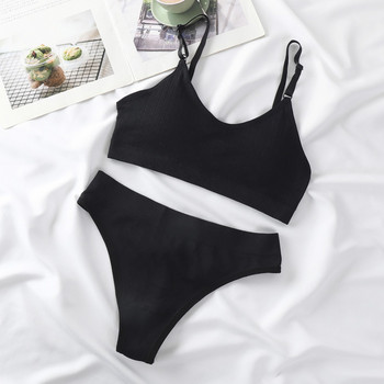 2PCS/Set Дамски безшевен сутиен Комплект гащички Секси разтеглив спортен сутиен Прашки Слипове Стилни гащички Bralette Crop Top Intimates Комплект бельо